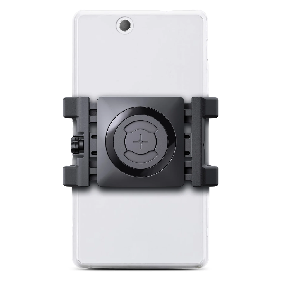UNIVERSAL PHONE CLAMP SP CONNECT Montaggio sicuro del cellulare sui supporti SP Connect con una semplice rotazione di 90°. Si adatta anche a modelli di smartphone di grandi dimensioni e a custodie rugged.