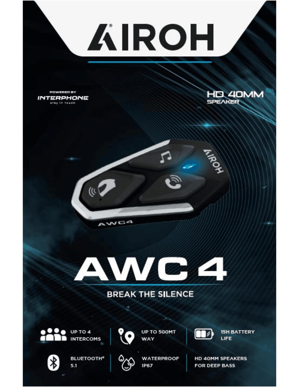 AIROH  AWC 4 SINGLO AIROH INTEFONO SINGOLO