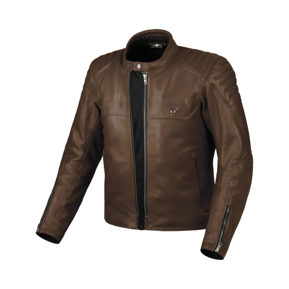 LANCE 2.0 - GIUBBOTTO DA MOTO IN PELLE - CASUAL - URBAN - CUSTOM - VINTAGE - RETRO' MACNA BROWN