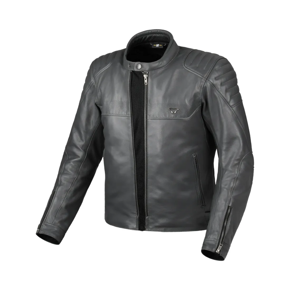 LANCE 2.0 - GIUBBOTTO DA MOTO IN PELLE - CASUAL - URBAN - CUSTOM - VINTAGE - RETRO' MACNA ANTHREACITE