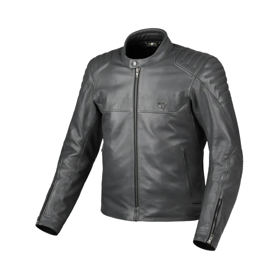 LANCE 2.0 - GIUBBOTTO DA MOTO IN PELLE - CASUAL - URBAN - CUSTOM - VINTAGE - RETRO' MACNA ANTHREACITE
