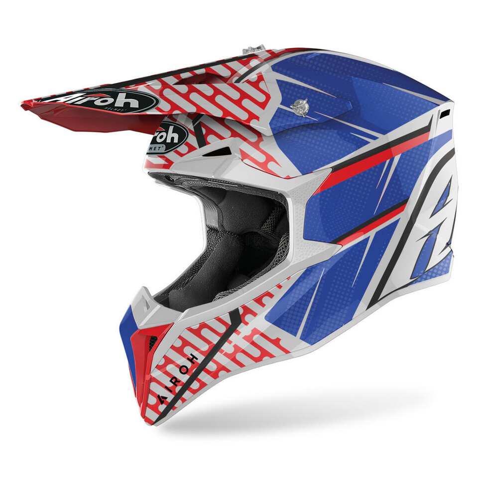 WRAAP IDOL  RED/ BLUE/ GLOSS AIROH Casco off-road - cross in resina termoplastica