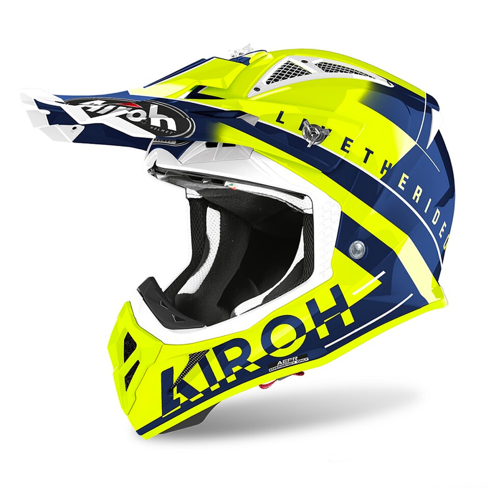 AVIATOR ACE AMAZE BLUE GLOSS AIROH Casco Fuoristrada in fibra