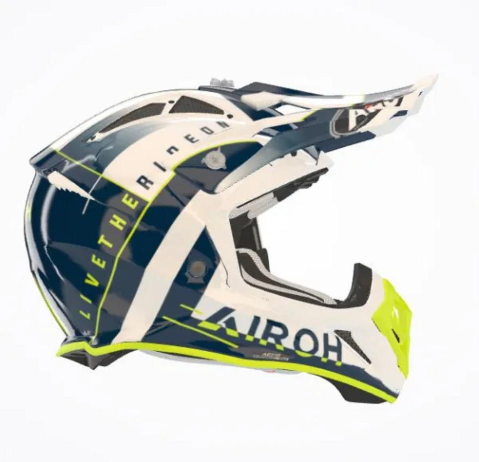 AVIATOR ACE AMAZE BLUE GLOSS AIROH Casco Fuoristrada in fibra