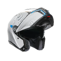 TOURMODULAR  CASCO MOTO MODULARE E2206 AGV FREQUENCY LIGHT GREY/BLUE