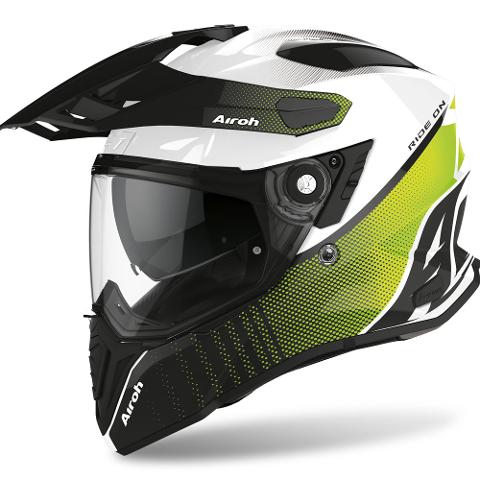 COMMANDER CASCO HELMET ON-OFF SPORT-TOURING-ADVENTURE AIROH PROGRESS LIME GLOSS