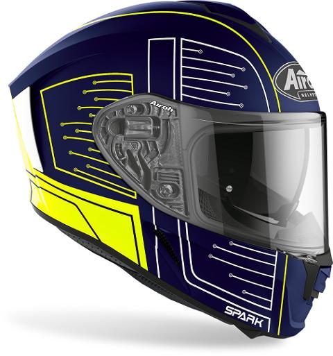 SPARK  CYRCUIT  BLACK/ BLU AIROH Casco  full-face in HRT (High Resistant Thermoplastic