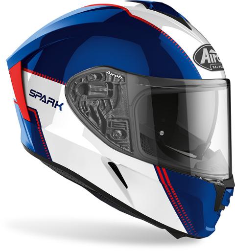 SPARK  FLOW  BLU/RED GLOSS AIROH Casco  full-face in HRT (High Resistant Thermoplastic