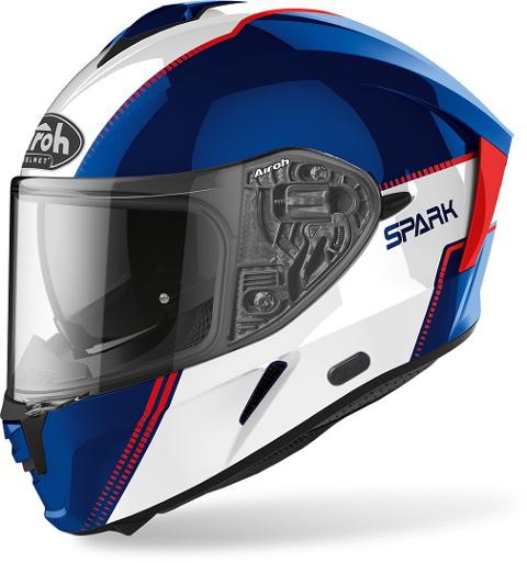 SPARK  FLOW  BLU/RED GLOSS AIROH Casco  full-face in HRT (High Resistant Thermoplastic