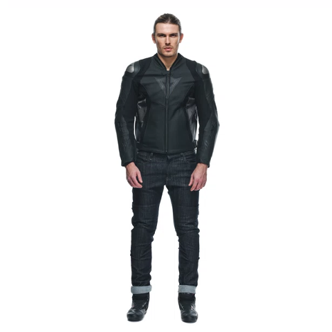 AVRO 5 LEATHER JACKET DAINESE Giacca da moto in pelle bovina tutu con inserti elasticizzati S1 e Microelastic 2.0.