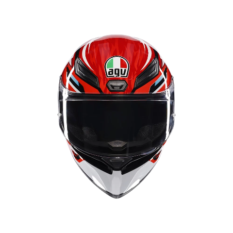 K1-S LION CASCO MOTO INTEGRALE AGV BLACK - RED - WHITE