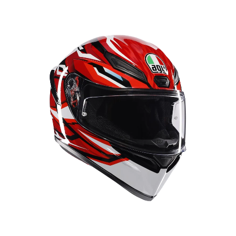 K1-S LION CASCO MOTO INTEGRALE AGV BLACK - RED - WHITE