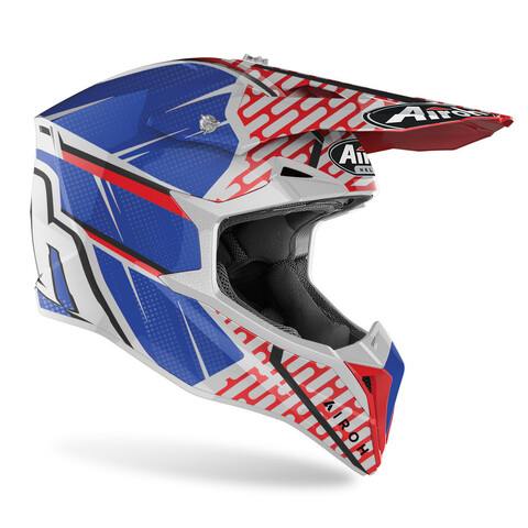 WRAAP IDOL  RED/ BLUE/ GLOSS AIROH Casco off-road - cross in resina termoplastica