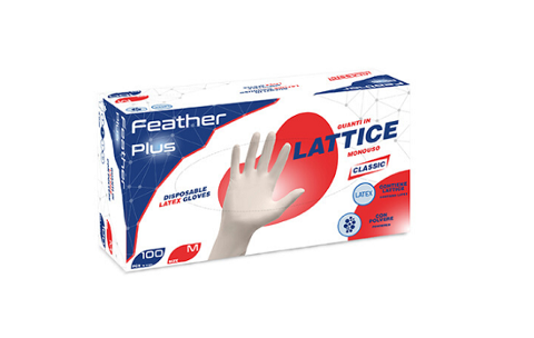 GUANTI IN LATTICE CON POLVERE - FEATHER PLUS - REFLEXX - CONFEZIONE DA 100 PEZZI