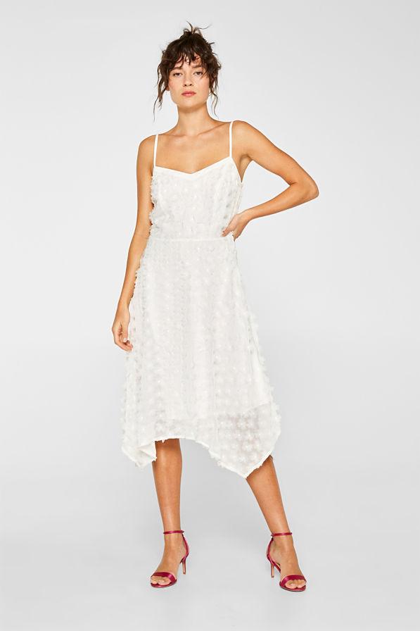 ABITO ESPRIT Abito con spalline sottili e fiori 3D bianco