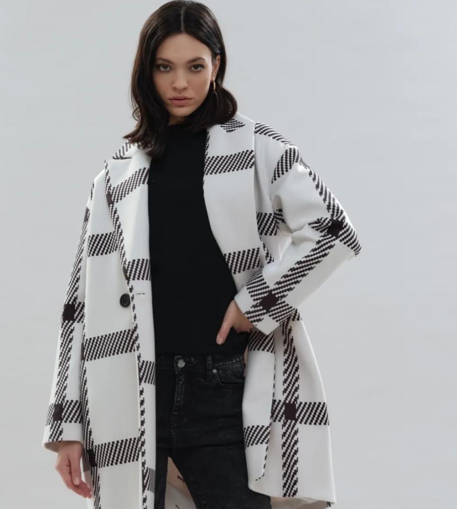 Giaccone fantasia check WHITE WISE  Collezione 2021/22