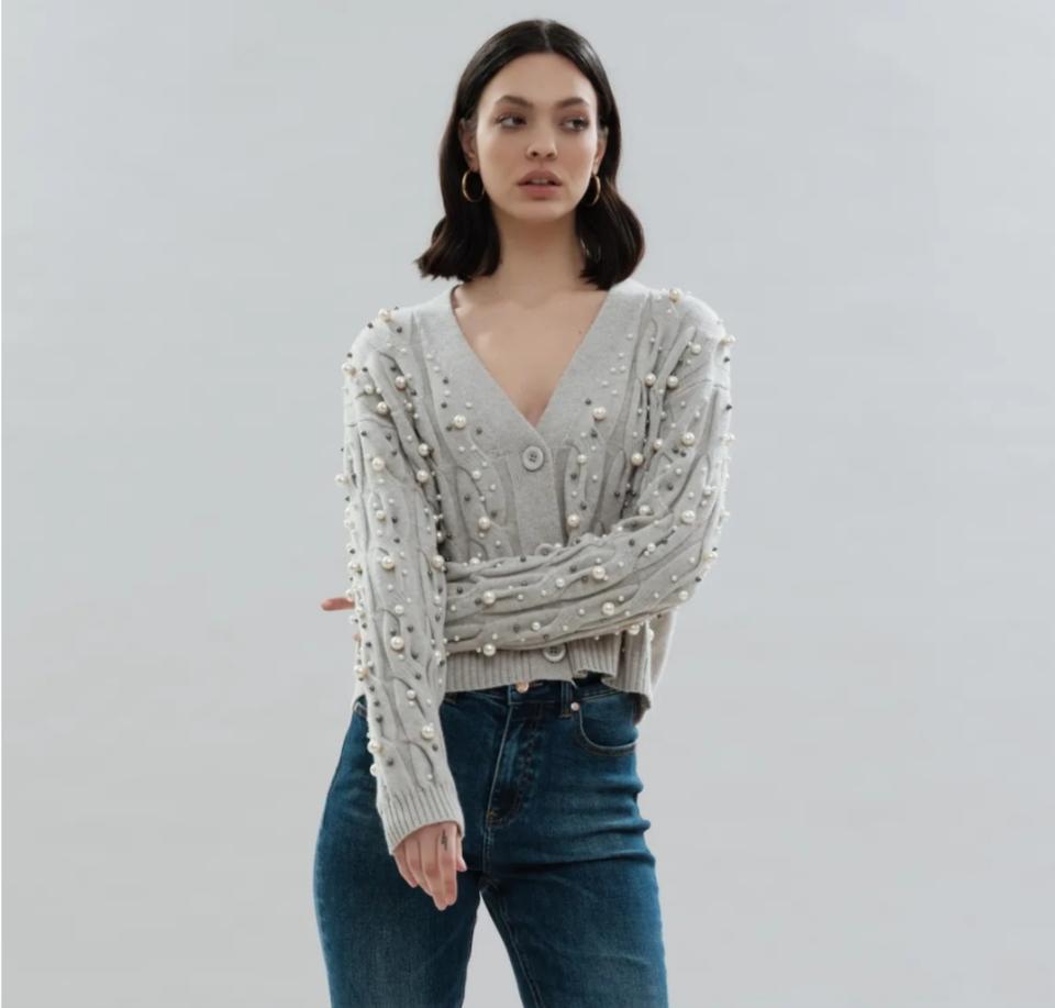 Cardigan a trecce con perline  WHITE WISE  Collezione 2021/22