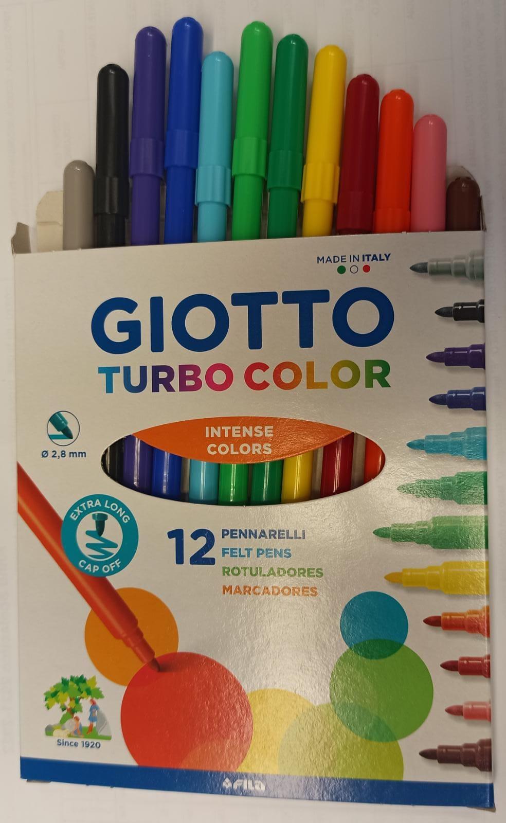 Colori per Bambini Pennarelli Turbo Maxi Giotto 12 Pezzi Nero FILA
