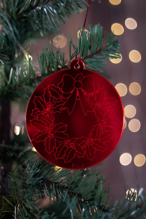 Pallina di Natale specchiata con incisione Ghirlanda natalizia Regplex in Plexiglas PN-7