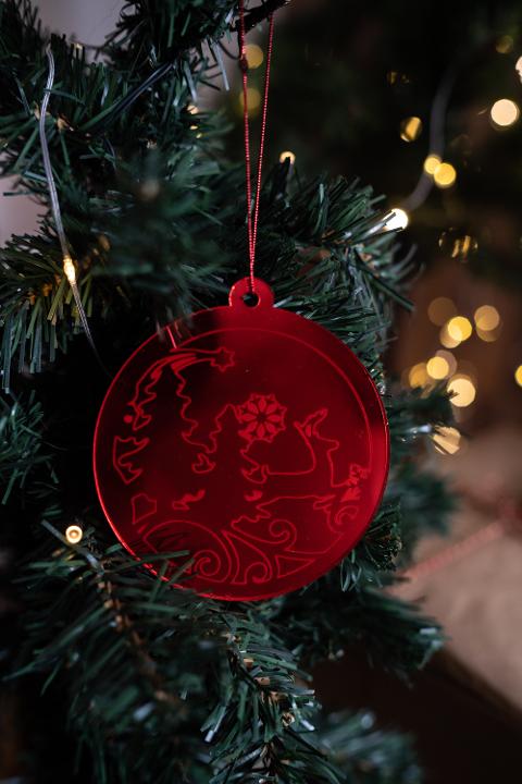 Pallina di Natale specchiata con incisione Elementi natalizi Regplex  in Plexiglas