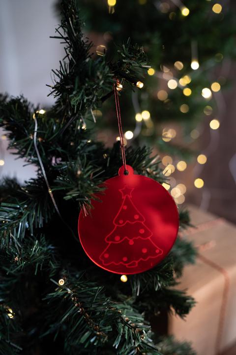 Pallina di Natale specchiata con incisione Albero di Natale Regplex in Plexiglas PN-14