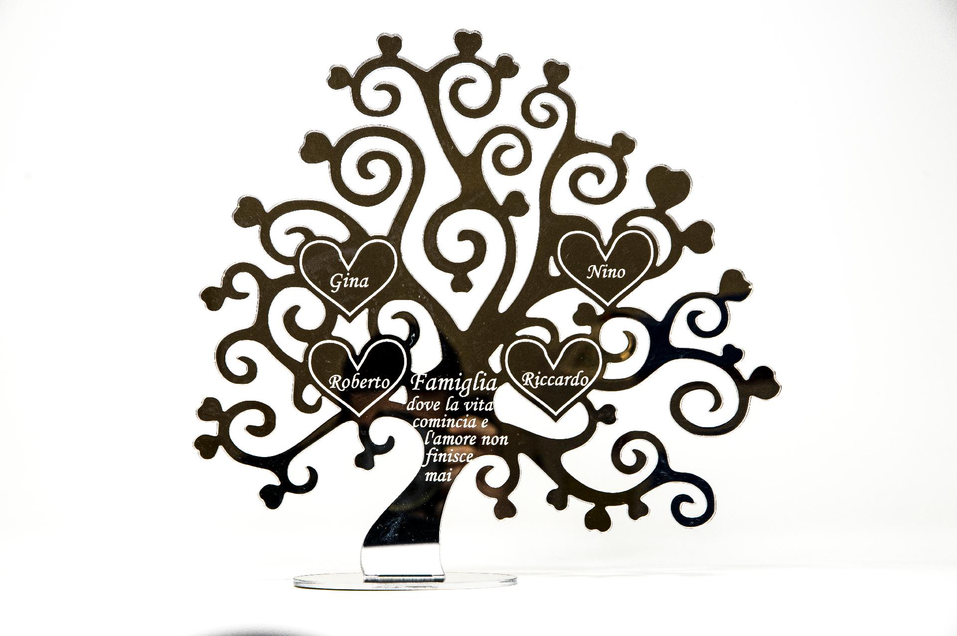 Albero della vita personalizzabile in plexiglass specchiato argento