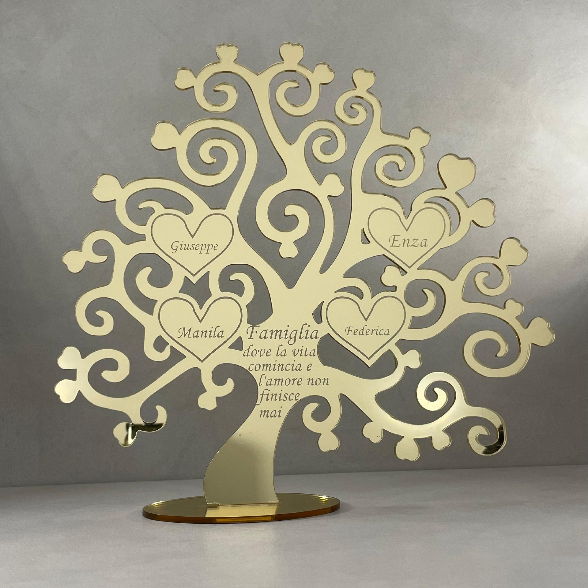 Albero della vita personalizzabile in plexiglass specchiato argento