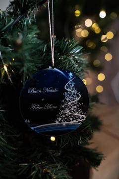 Pallina di Natale blu - Buon Natale e Felice Anno - Regplex in Plexiglas PN-24