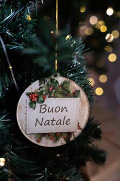 Pallina di Natale con stampa cartolina di augurio - Buon Natale - Regplex in Plexiglas PN-30