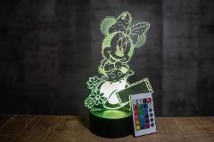 Lampada Minnie tra i Fiori con Scritta Personalizzata Regplex Base LED RGB