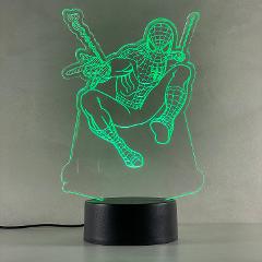 Lampada SpiderMan con Scritta Personalizzata Regplex Base LED RGB