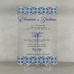 Partecipazioni in Plexiglas personalizzate - Dettaglio Maioliche Azzurro Regplex Eventi - Wedding - Cerimonie - Matrimonio - Feste