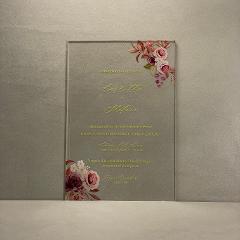 Partecipazioni in Plexiglas personalizzate - Grafica Fiori e Dettaglio Esagonale Regplex Eventi - Wedding - Cerimonie - Matrimonio - Feste