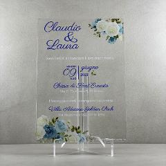 Partecipazioni in Plexiglas personalizzate - Floreale Azzurro Regplex Eventi - Wedding - Cerimonie - Matrimonio - Feste
