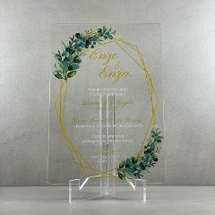 Partecipazioni in Plexiglas personalizzate - con Ramoscelli e linee Regplex Eventi - Wedding - Cerimonie - Matrimonio - Feste