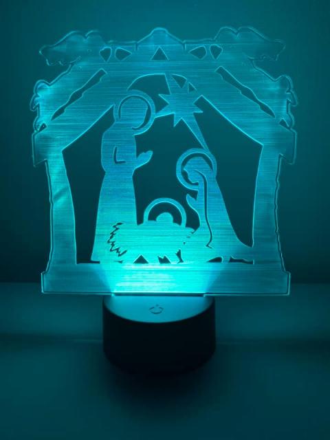 Lampada Sacra Famiglia con Scritta Personalizzabile Regplex Base LED RGB