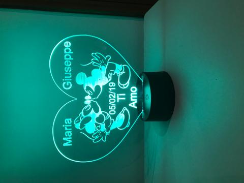 Lampada a Cuore per Innamorati con Scritta Personalizzata Regplex Base LED RGB