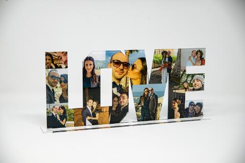Scritta LOVE Foto-Collage in Plexiglas Regplex Personalizzata