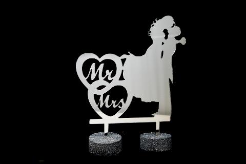 Cake Topper Cuori - Mr & Mrs - in Plexiglas Regplex per Torta