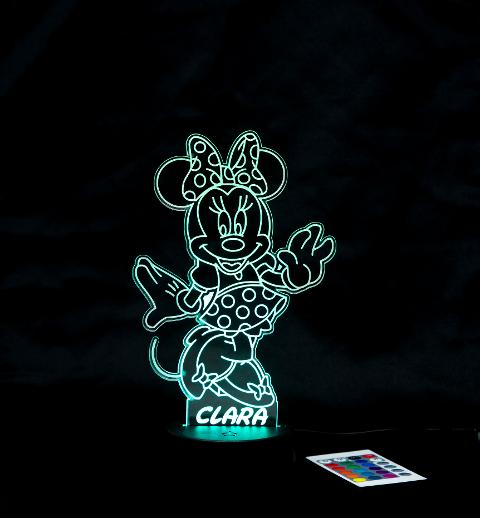 Lampada Minnie con Scritta Personalizzata Regplex Base LED RGB