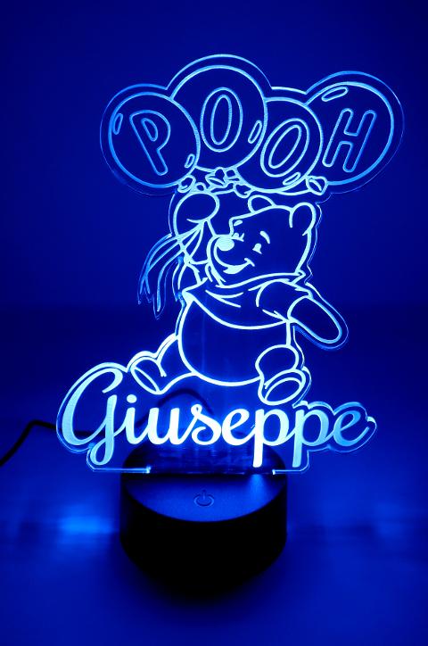 Lampada Winnie the Pooh con Scritta Personalizzata Regplex Base LED RGB