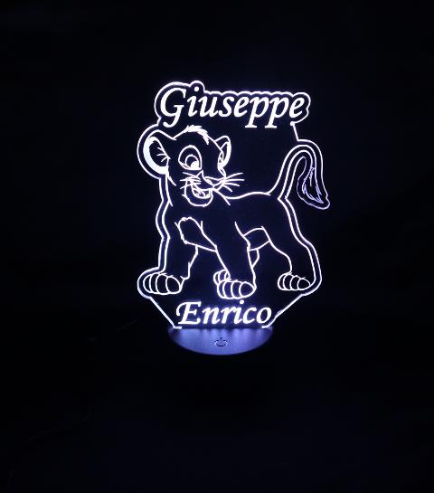 Lampada Il Re Leone - Simba con Scritta Personalizzata Regplex Base LED RGB