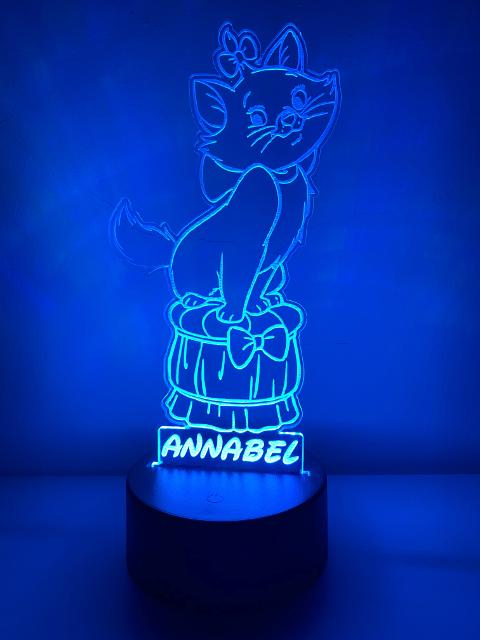 Lampada Aristogatti con Scritta Personalizzata Regplex Base LED RGB