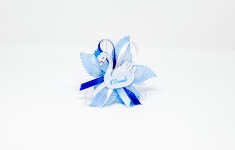 Cigno Nascita Celeste in Plexiglas in versione accessorio per Bomboniera Regplex Personalizzabile