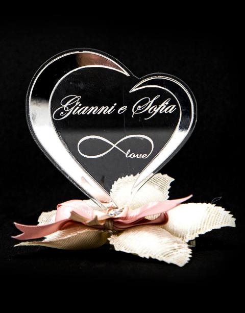 Amore Infinito - Cuore in Plexiglas in versione accessorio per Bomboniera Regplex Personalizzabile