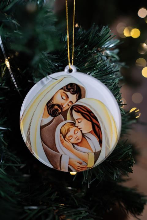 Pallina di Natale con stampa della Sacra Famiglia Regplex in Plexiglas PN-29