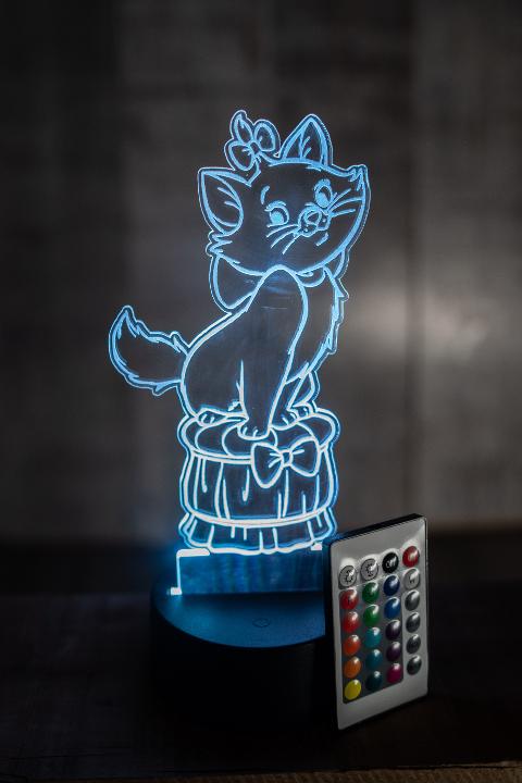 Lampada Aristogatti con Scritta Personalizzata Regplex Base LED RGB