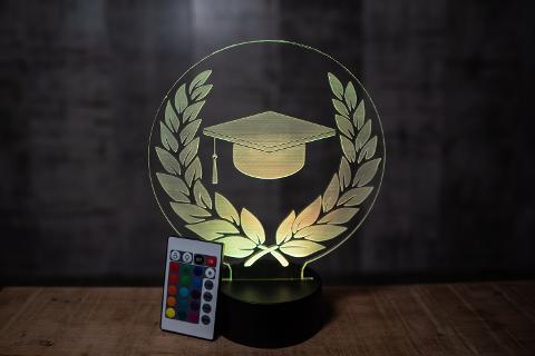 Lampada Corona di Laurea con Scritta Personalizzata Regplex Base LED RGB