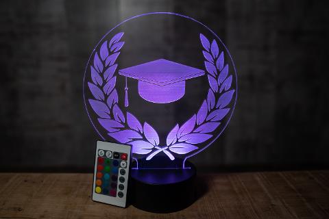 Lampada Corona di Laurea con Scritta Personalizzata Regplex Base LED RGB