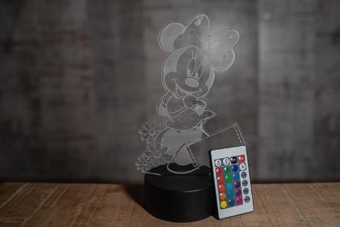 Lampada Minnie tra i Fiori con Scritta Personalizzata Regplex Base LED RGB